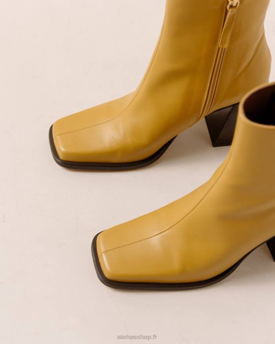 femmes souci jaune P64N199 Alohas sud - bottes en cuir jaune
