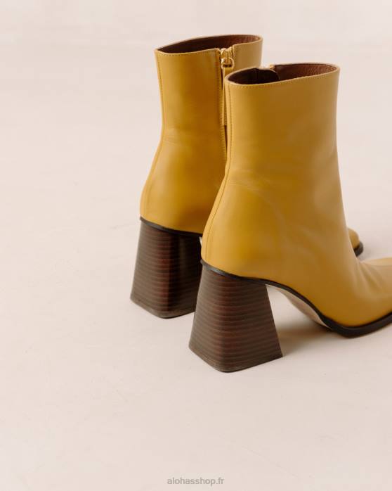femmes souci jaune P64N199 Alohas sud - bottes en cuir jaune