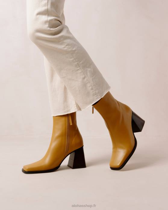 femmes souci jaune P64N199 Alohas sud - bottes en cuir jaune