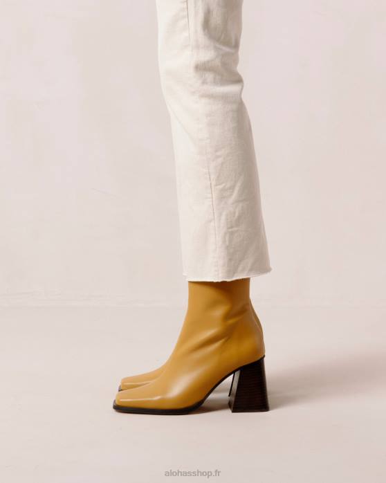 femmes souci jaune P64N199 Alohas sud - bottes en cuir jaune
