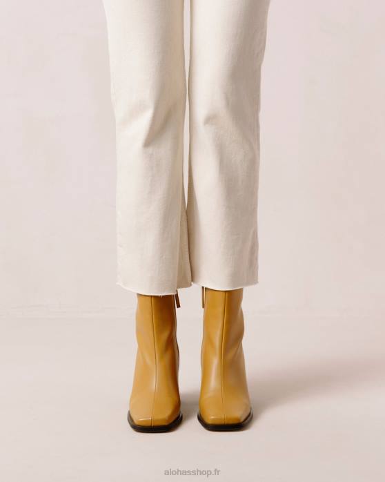 femmes souci jaune P64N199 Alohas sud - bottes en cuir jaune