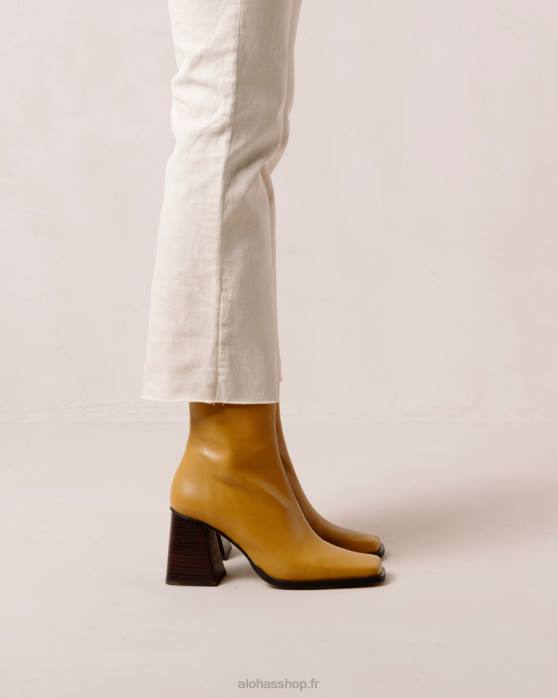 femmes souci jaune P64N199 Alohas sud - bottes en cuir jaune