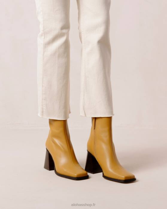 femmes souci jaune P64N199 Alohas sud - bottes en cuir jaune