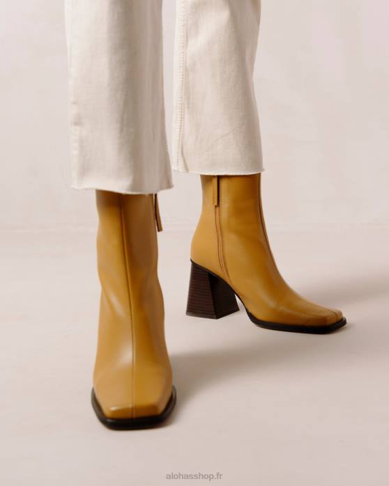 femmes souci jaune P64N199 Alohas sud - bottes en cuir jaune