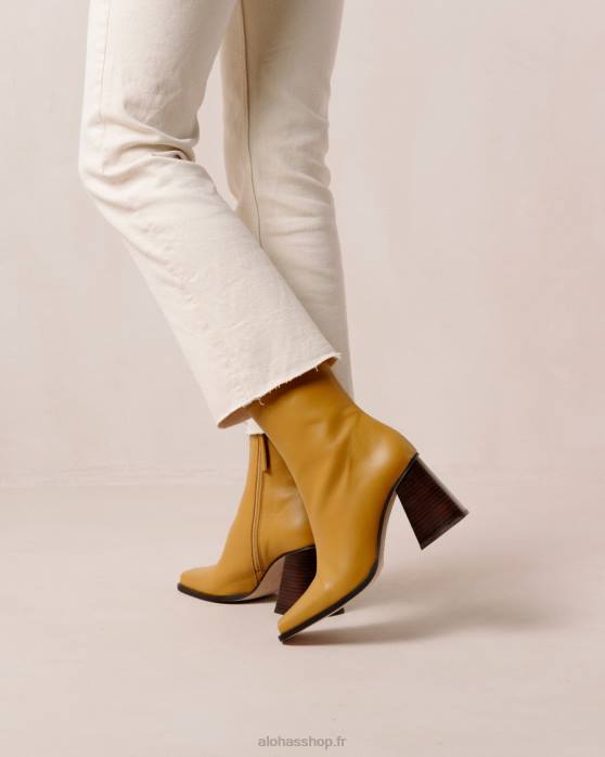 femmes souci jaune P64N199 Alohas sud - bottes en cuir jaune