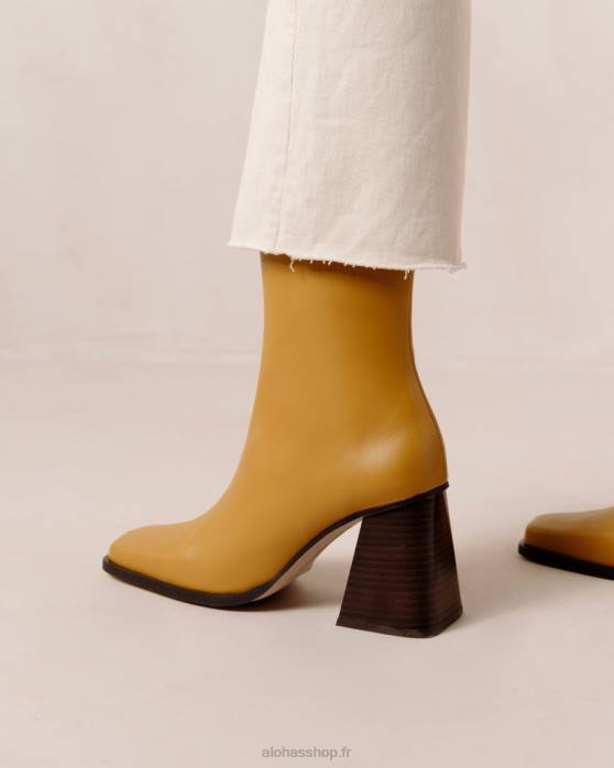 femmes souci jaune P64N199 Alohas sud - bottes en cuir jaune