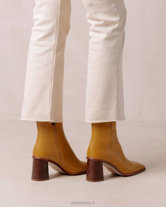 femmes souci jaune P64N229 Alohas west vintage - bottines en cuir jaune
