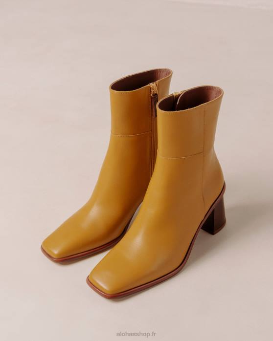 femmes souci jaune P64N229 Alohas west vintage - bottines en cuir jaune