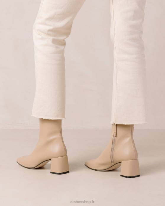 femmes tahini beige P64N134 Alohas aquarelle - bottes en cuir végétalien beige
