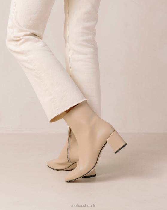 femmes tahini beige P64N134 Alohas aquarelle - bottes en cuir végétalien beige