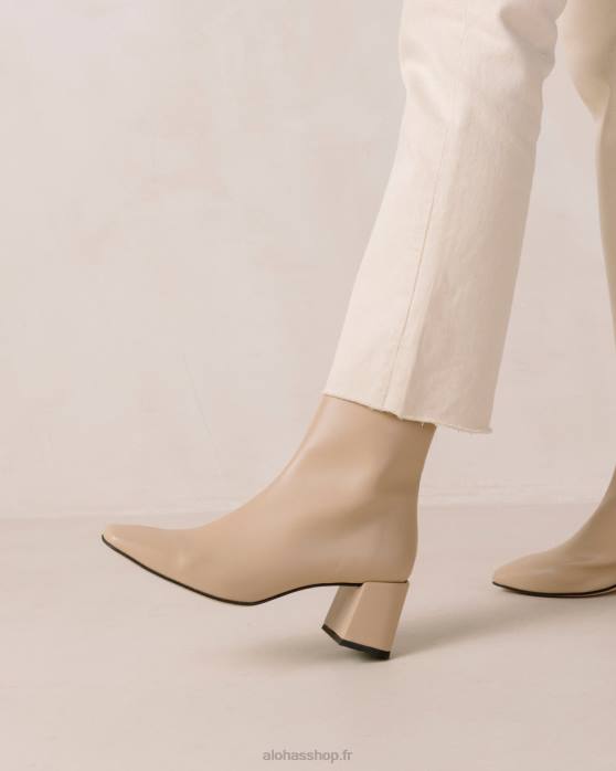 femmes tahini beige P64N134 Alohas aquarelle - bottes en cuir végétalien beige