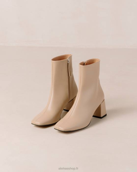 femmes tahini beige P64N134 Alohas aquarelle - bottes en cuir végétalien beige