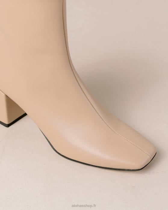 femmes tahini beige P64N134 Alohas aquarelle - bottes en cuir végétalien beige