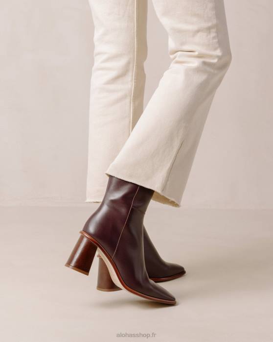 femmes vin de bourgogne P64N226 Alohas west vintage - bottines en cuir rouge