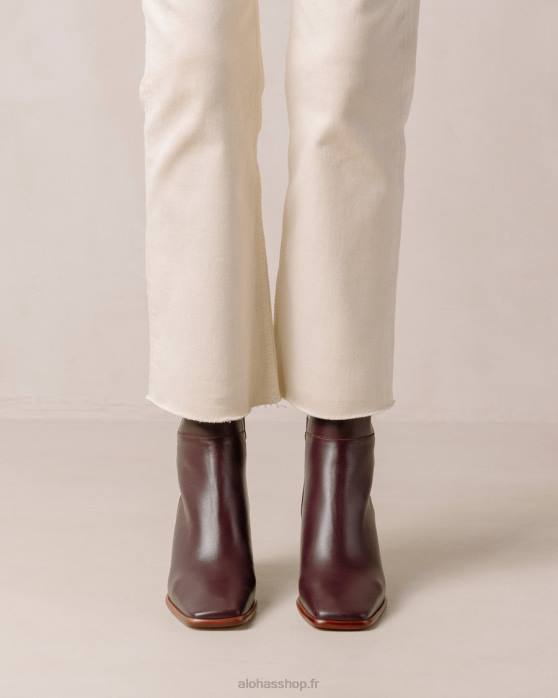 femmes vin de bourgogne P64N226 Alohas west vintage - bottines en cuir rouge