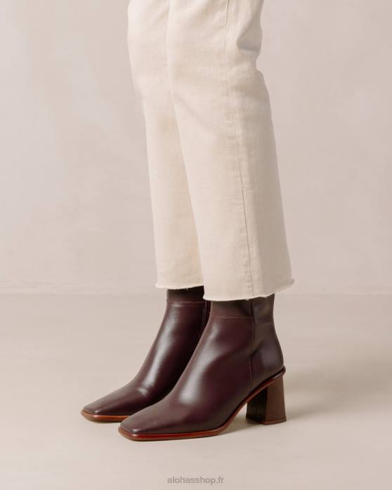femmes vin de bourgogne P64N226 Alohas west vintage - bottines en cuir rouge