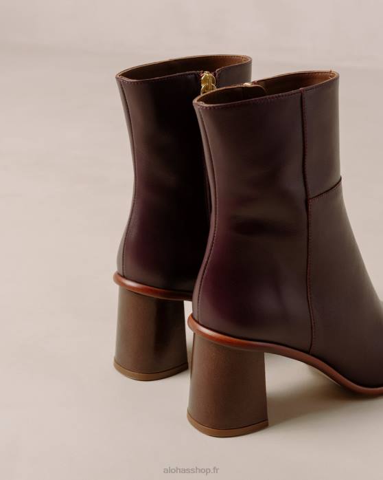 femmes vin de bourgogne P64N226 Alohas west vintage - bottines en cuir rouge