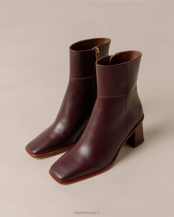 femmes vin de bourgogne P64N226 Alohas west vintage - bottines en cuir rouge