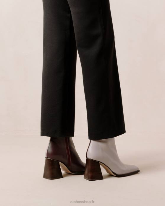 femmes vin mauve de bourgogne P64N195 Alohas sud bicolore - bottines en cuir bordeaux et mauve