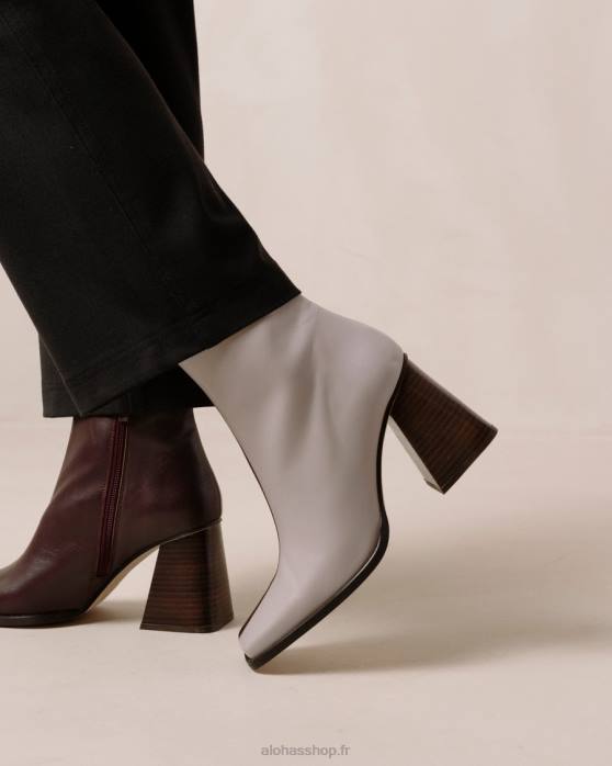 femmes vin mauve de bourgogne P64N195 Alohas sud bicolore - bottines en cuir bordeaux et mauve