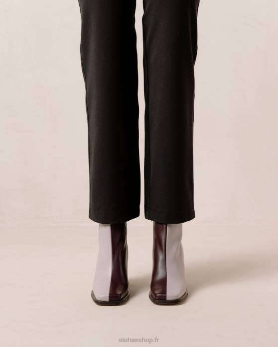 femmes vin mauve de bourgogne P64N195 Alohas sud bicolore - bottines en cuir bordeaux et mauve