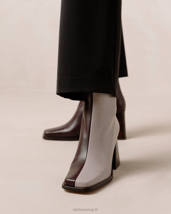 femmes vin mauve de bourgogne P64N195 Alohas sud bicolore - bottines en cuir bordeaux et mauve