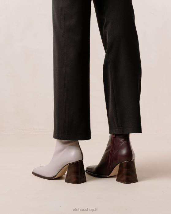 femmes vin mauve de bourgogne P64N195 Alohas sud bicolore - bottines en cuir bordeaux et mauve