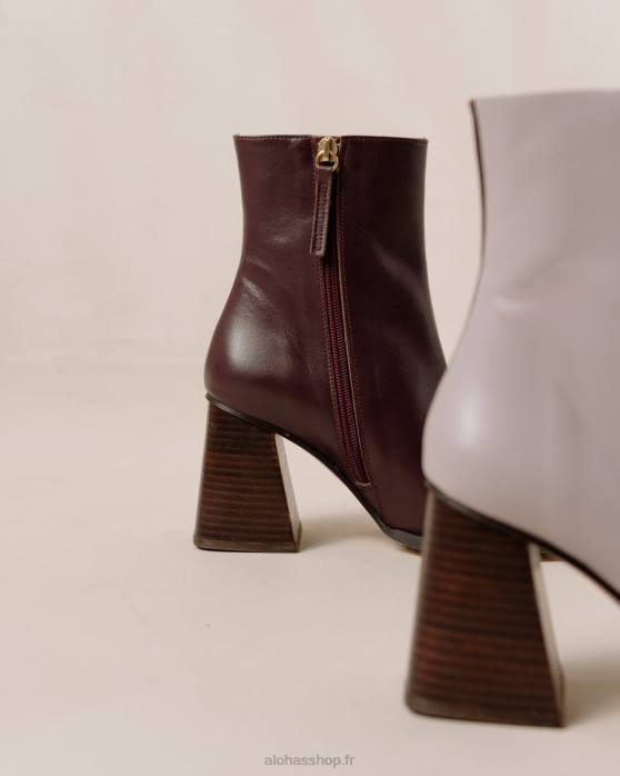 femmes vin mauve de bourgogne P64N195 Alohas sud bicolore - bottines en cuir bordeaux et mauve