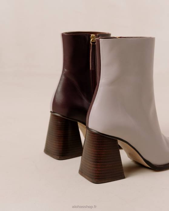 femmes vin mauve de bourgogne P64N195 Alohas sud bicolore - bottines en cuir bordeaux et mauve