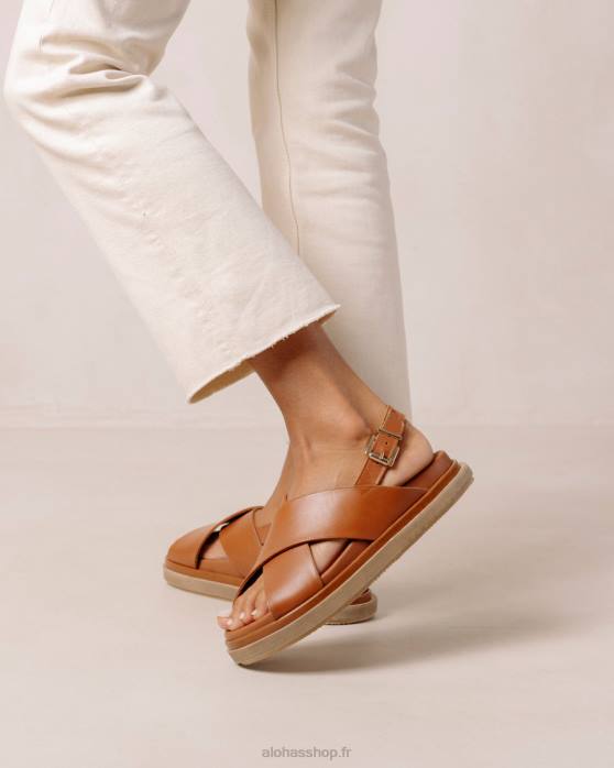 femmesP64N118 Alohas marshmallow - sandales croisées en cuir marron