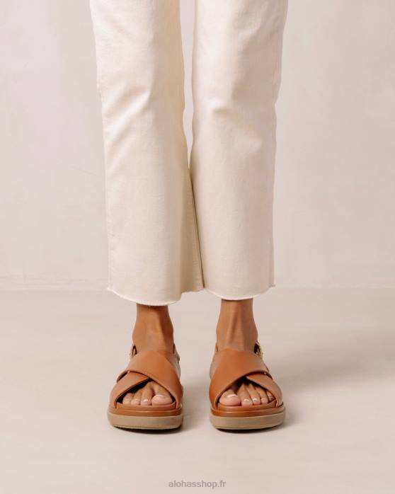femmesP64N118 Alohas marshmallow - sandales croisées en cuir marron