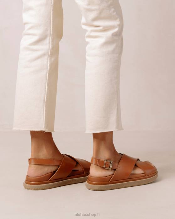 femmesP64N118 Alohas marshmallow - sandales croisées en cuir marron