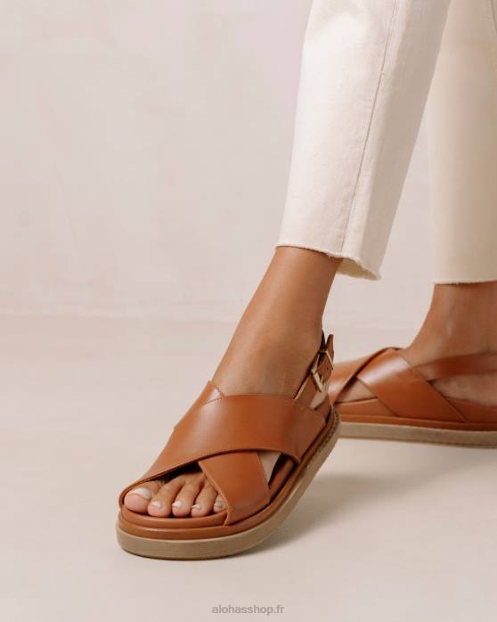 femmesP64N118 Alohas marshmallow - sandales croisées en cuir marron