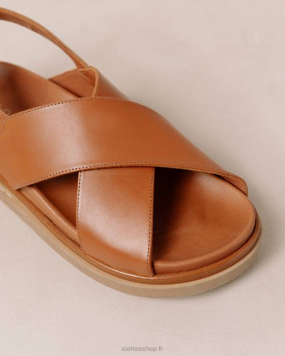 femmesP64N118 Alohas marshmallow - sandales croisées en cuir marron