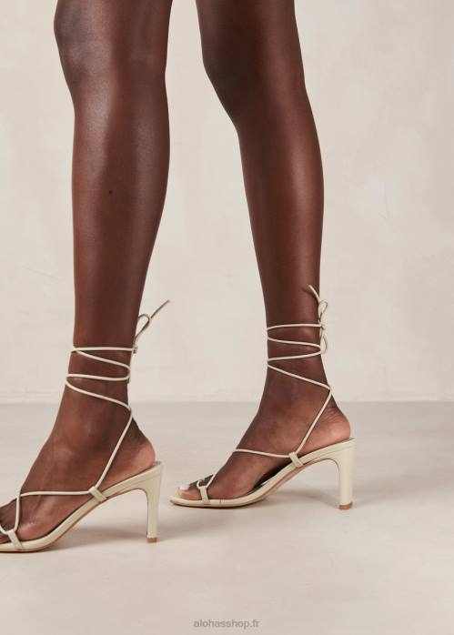 femmes Ivoire P64N294 Alohas bellini - sandales en cuir blanc cassé