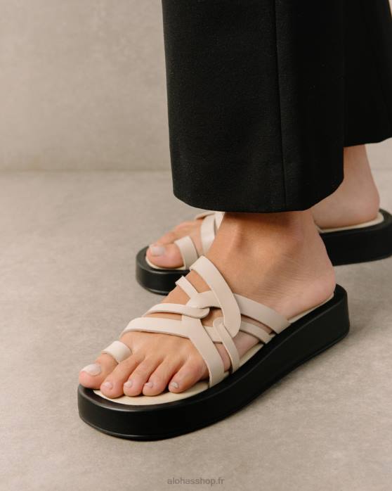 femmes Ivoire P64N425 Alohas cool - sandales en cuir blanc