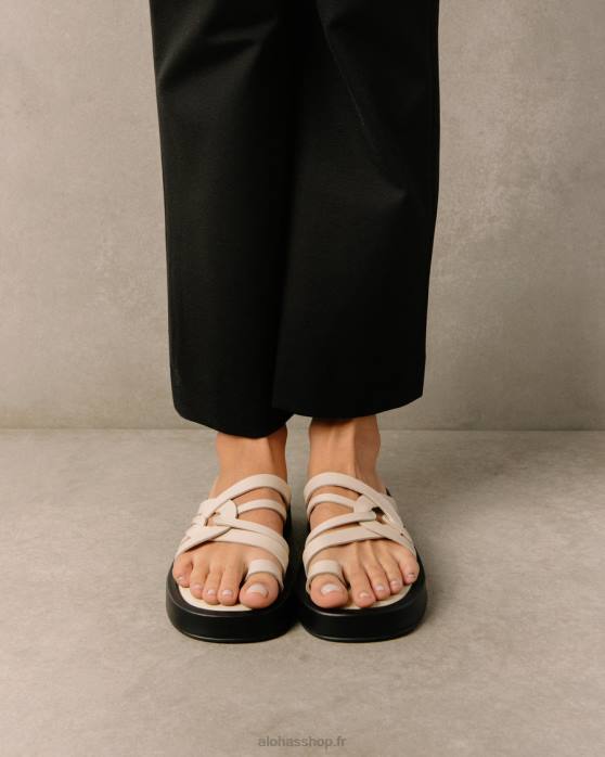 femmes Ivoire P64N425 Alohas cool - sandales en cuir blanc