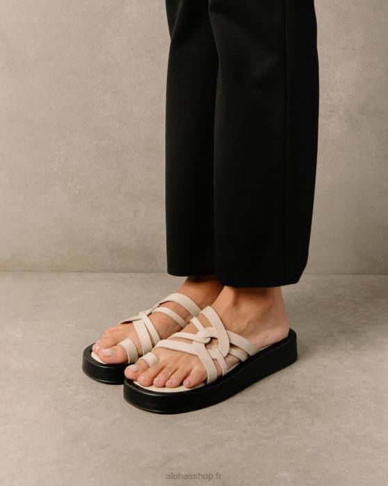femmes Ivoire P64N425 Alohas cool - sandales en cuir blanc