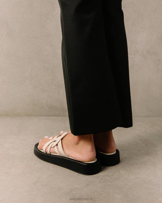 femmes Ivoire P64N425 Alohas cool - sandales en cuir blanc