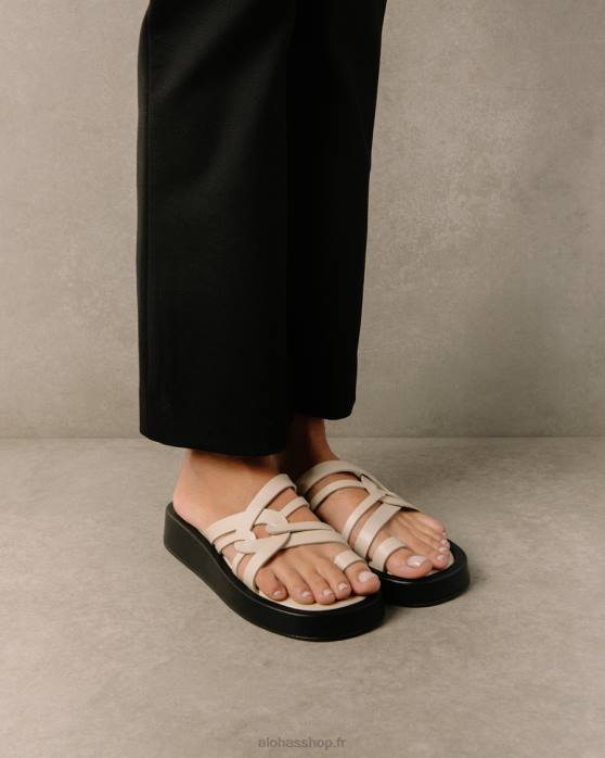 femmes Ivoire P64N425 Alohas cool - sandales en cuir blanc