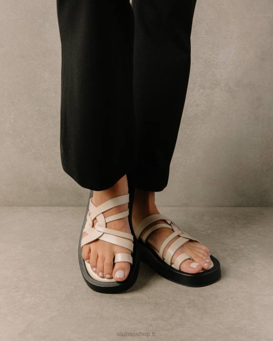 femmes Ivoire P64N425 Alohas cool - sandales en cuir blanc