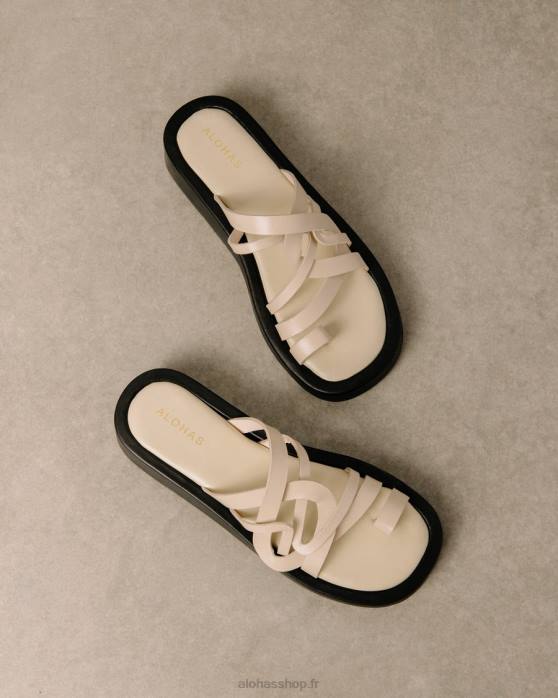 femmes Ivoire P64N425 Alohas cool - sandales en cuir blanc