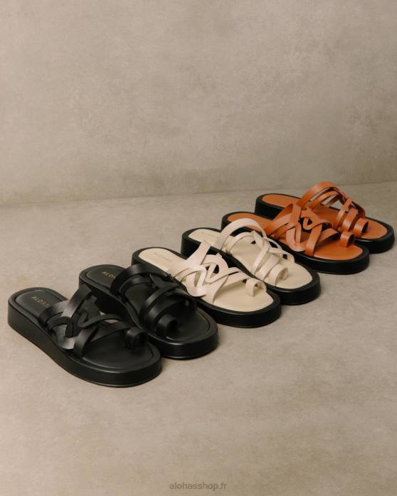 femmes Ivoire P64N425 Alohas cool - sandales en cuir blanc
