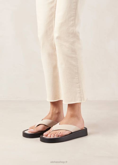 femmes Ivoire P64N446 Alohas couvert - sandales en cuir blanc