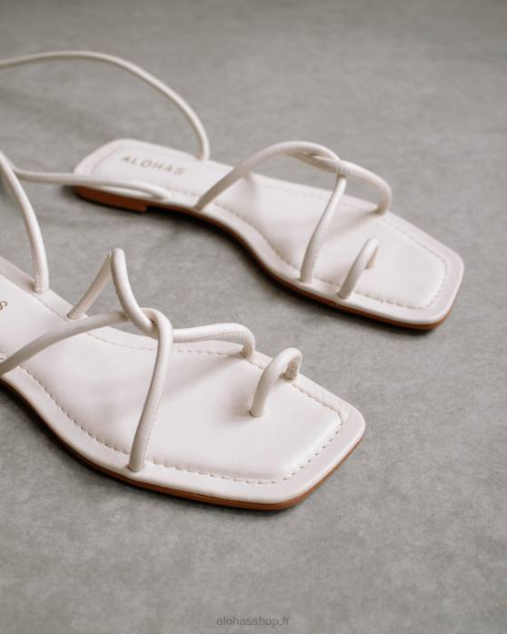 femmes Ivoire P64N482 Alohas à lacets - sandales en cuir blanc