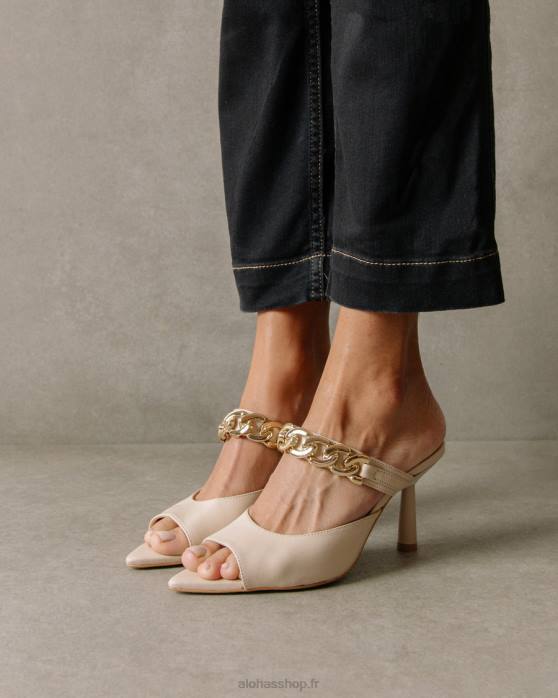 femmes Ivoire P64N534 Alohas marguerite - mules en cuir blanc
