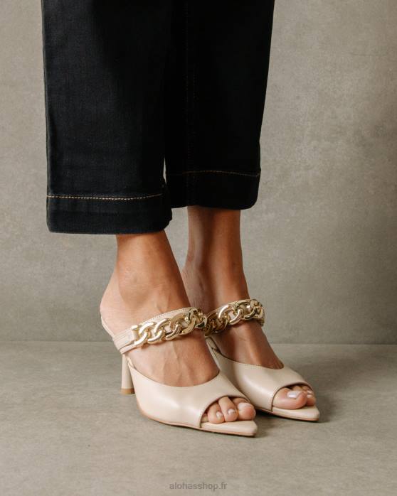 femmes Ivoire P64N534 Alohas marguerite - mules en cuir blanc