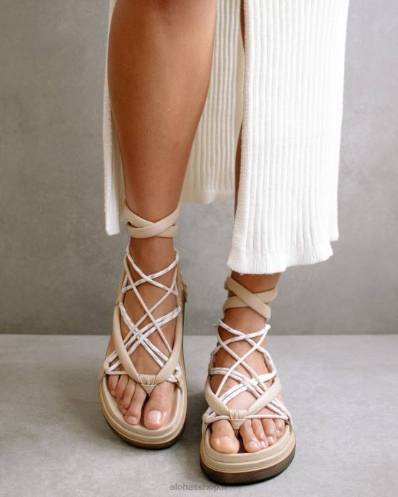 femmes beige pierre P64N440 Alohas jungle - sandales en cuir beige