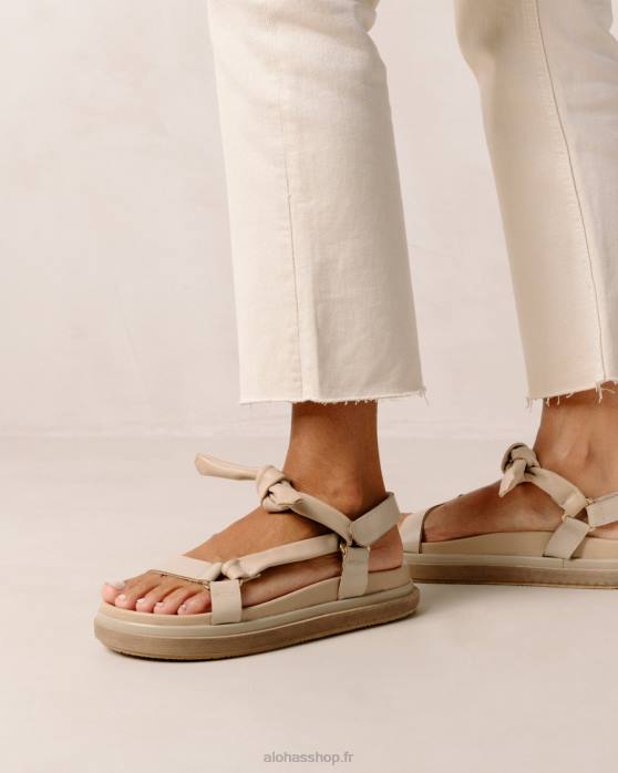 femmes beige pierre P64N466 Alohas attachées ensemble - sandales en cuir beige