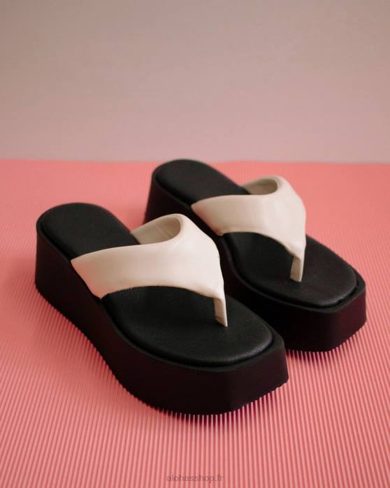 femmes blanc chaud P64N261 Alohas pancake - sandales en cuir vegan blanc